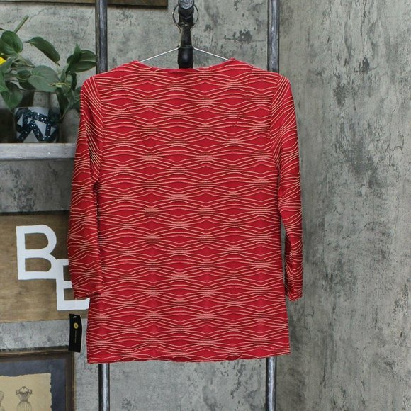 NWT Jacquard Metallic Keyhole Knit Top XL Red - Picture 3 of 5